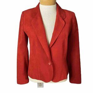 Adolph Schuman For Lilli Ann Blazer Womens Size Small Ultrasuade Lined Red